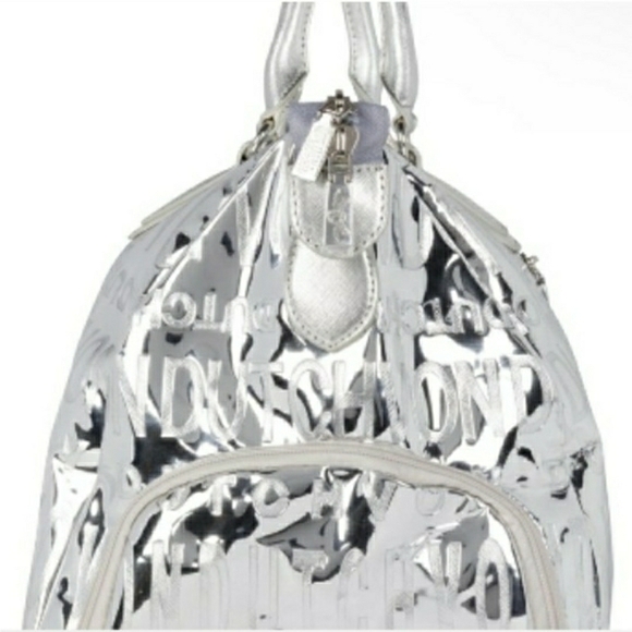 NWT! Von Dutch Metallic Silver Mirrored Weekender Gym Duffel Bag (Retail $379) - Picture 7 of 15